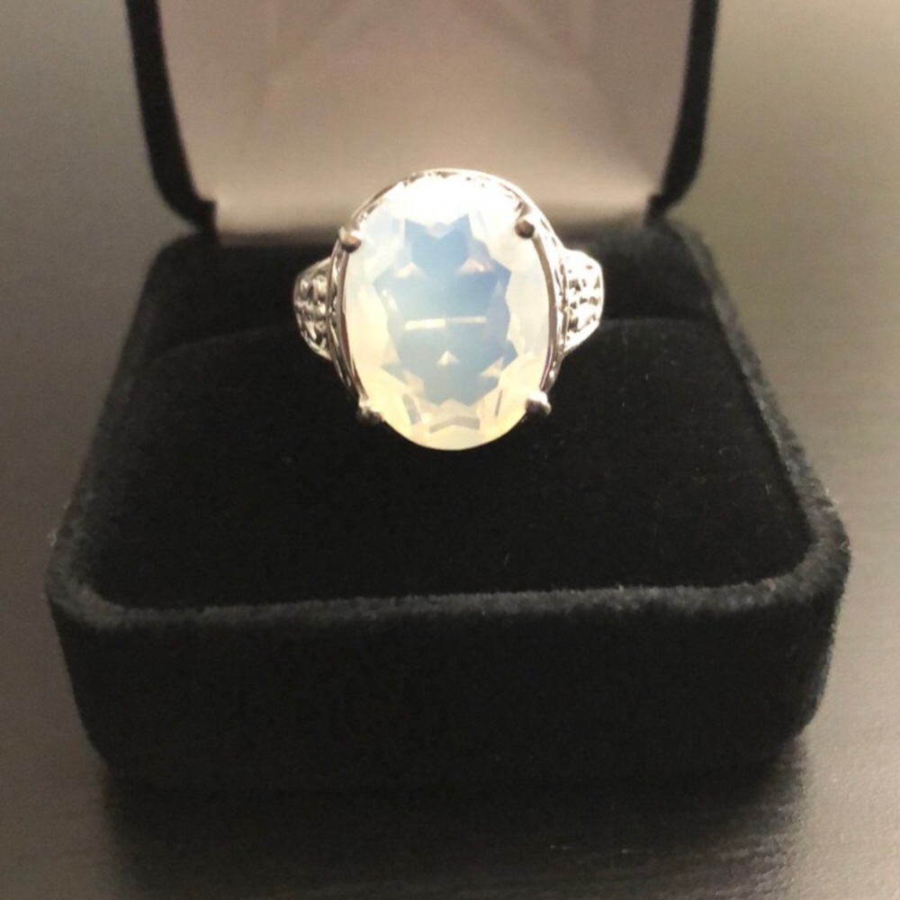 Silver Opal Ring Detailed